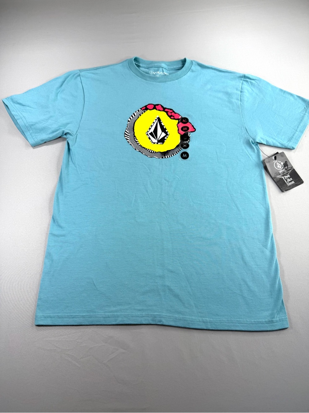 Volcom junior Graphic T-Shirt Youth Medium Aqua Blue NWT Skate Surf